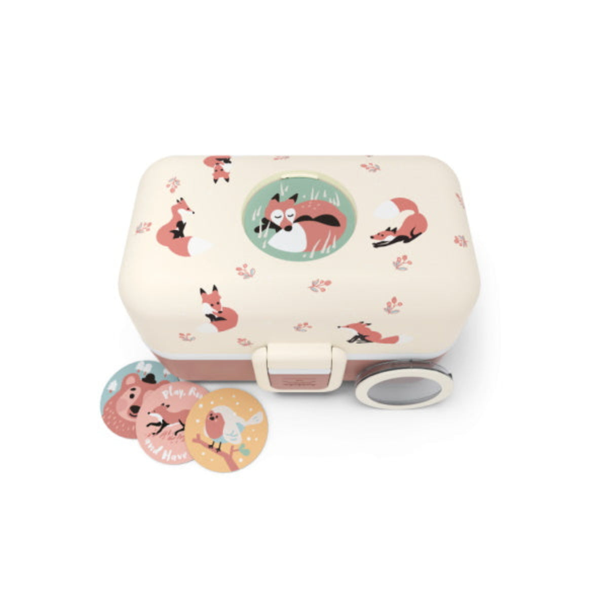 Monbento Tresor Fox – lunchbox dla dzieci z 3 pojemnikami. Lekki, szczelny i łatwy w otwieraniu. Idealny do szkoły, na wycieczkę i piknik, wzór: lis