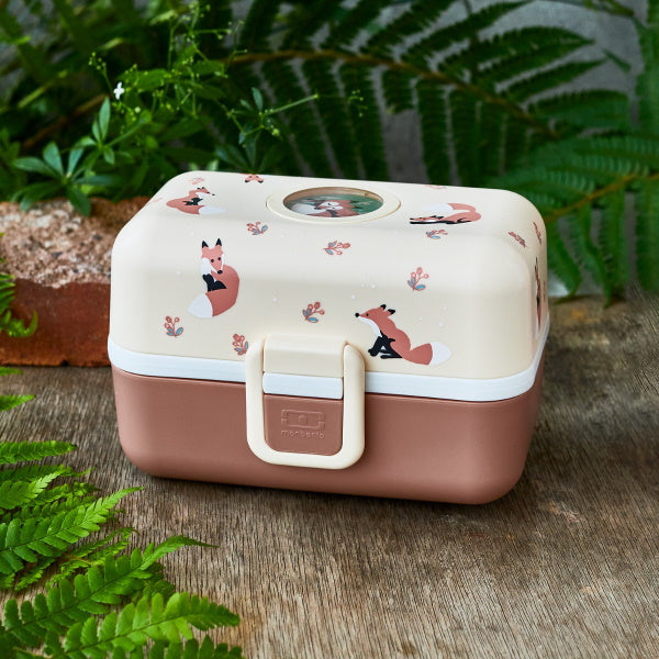 Monbento Tresor Fox – lunchbox dla dzieci z 3 pojemnikami. Lekki, szczelny i łatwy w otwieraniu. Idealny do szkoły, na wycieczkę i piknik, wzór: lis