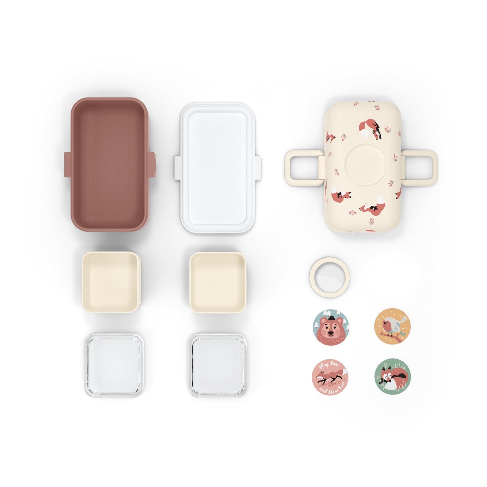 Dziecięcy różowy bento box Monbento MB Tresor Fox do przedszkola