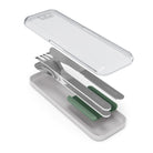 Monbento Slim Box Natural Green – stalowe, kompaktowe sztućce w etui, idealne do lunchboxa i podróży, kolor: zielony