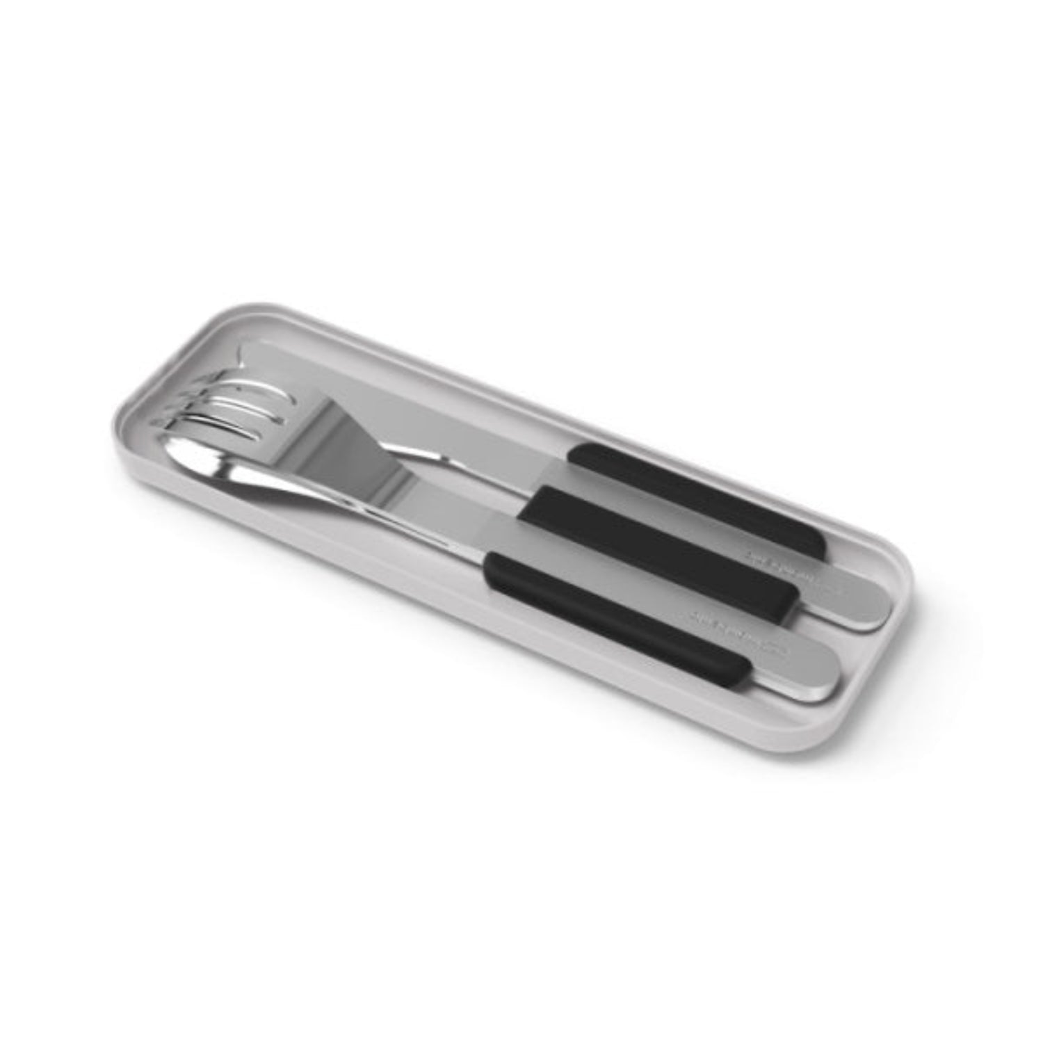 Monbento Slim Box Onyx – stalowe, kompaktowe sztućce w etui, idealne do lunchboxa i podróży, kolor: czarny