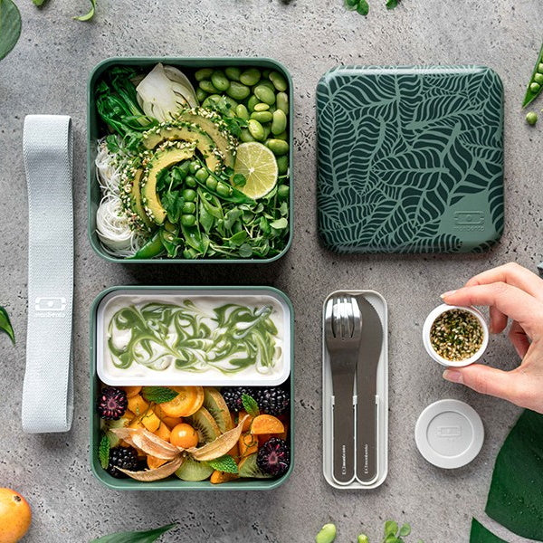  Monbento Square Jungle – francuski lunchbox 1,7 l z dwoma pojemnikami i separatorem. Szczelny, trwały i bez BPA. Idealny do pracy, szkoły i podróży, kolor: zielony