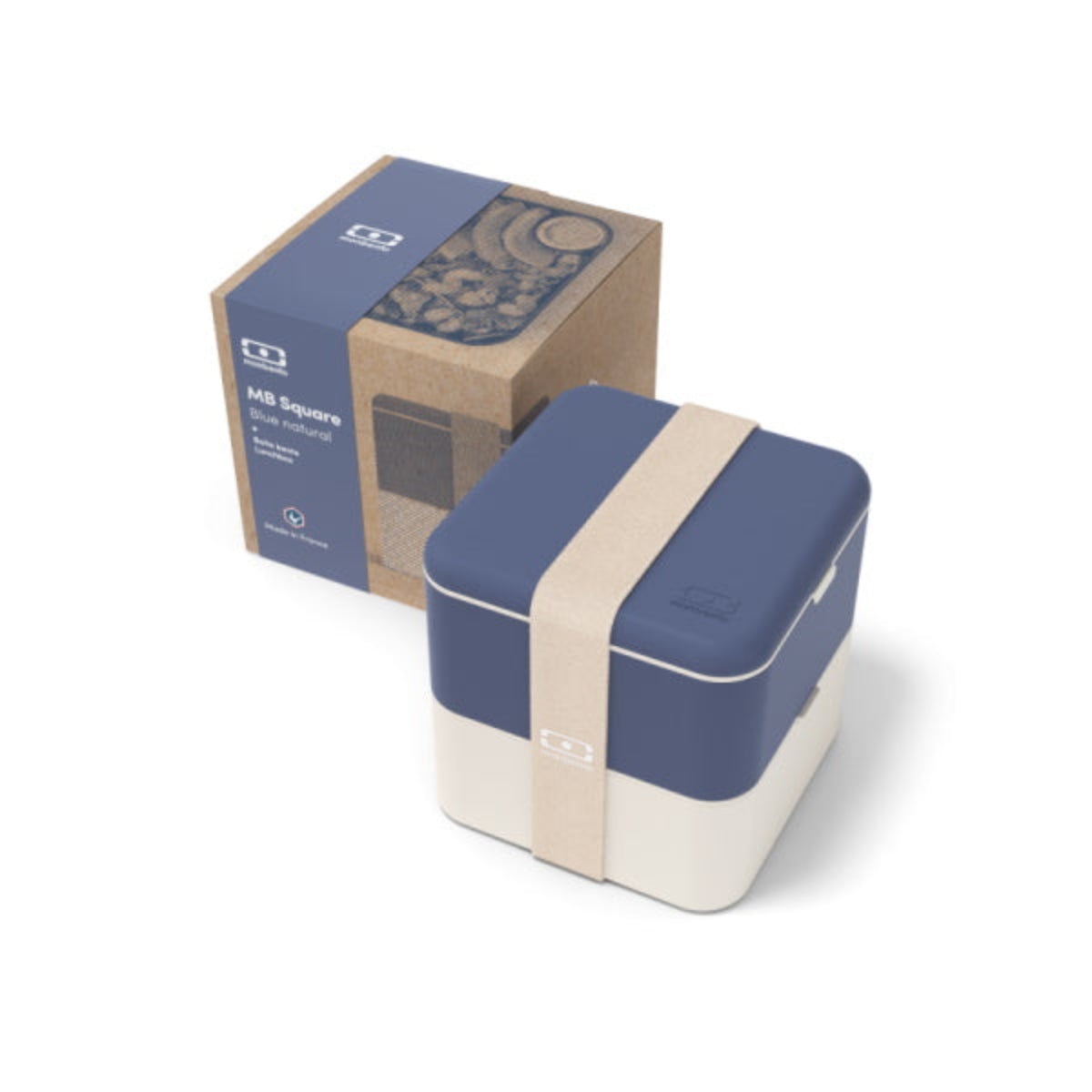   Monbento Square Natural Blue – francuski lunchbox 1,7 l z dwoma pojemnikami i separatorem. Szczelny, trwały i bez BPA. Idealny do pracy, szkoły i podróży, kolor: niebieski