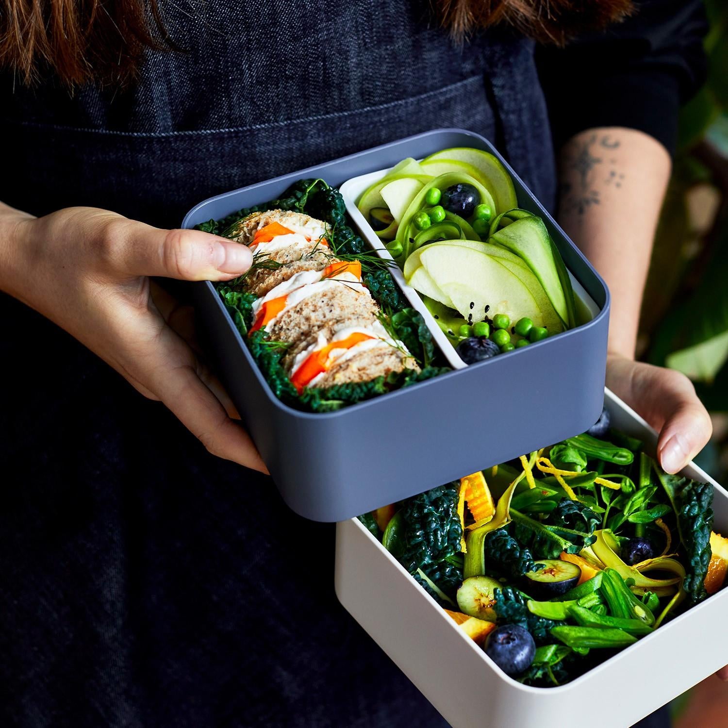 Monbento Square Blue Natural – bento box na duże porcje i sałatki