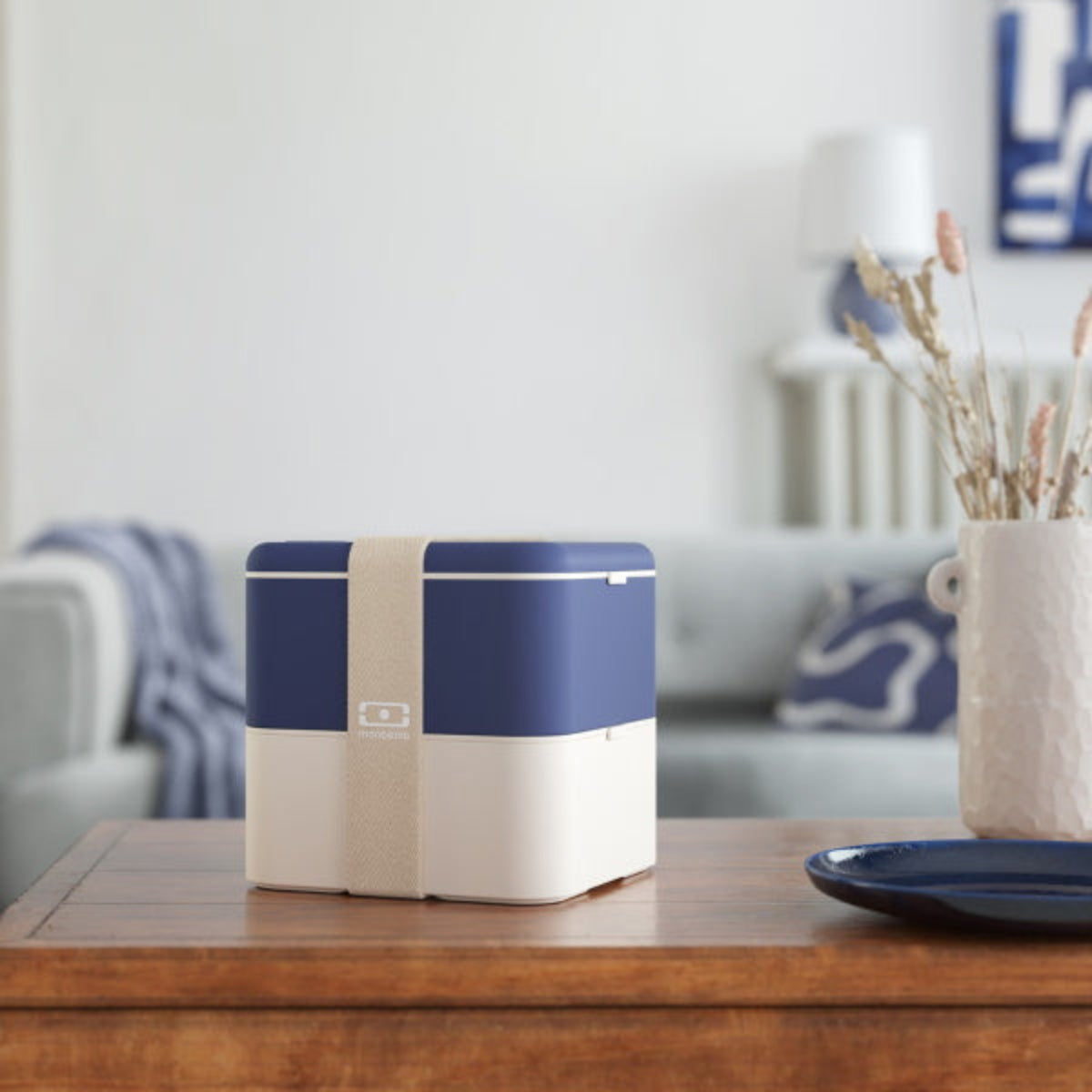   Monbento Square Natural Blue – francuski lunchbox 1,7 l z dwoma pojemnikami i separatorem. Szczelny, trwały i bez BPA. Idealny do pracy, szkoły i podróży, kolor: niebieski