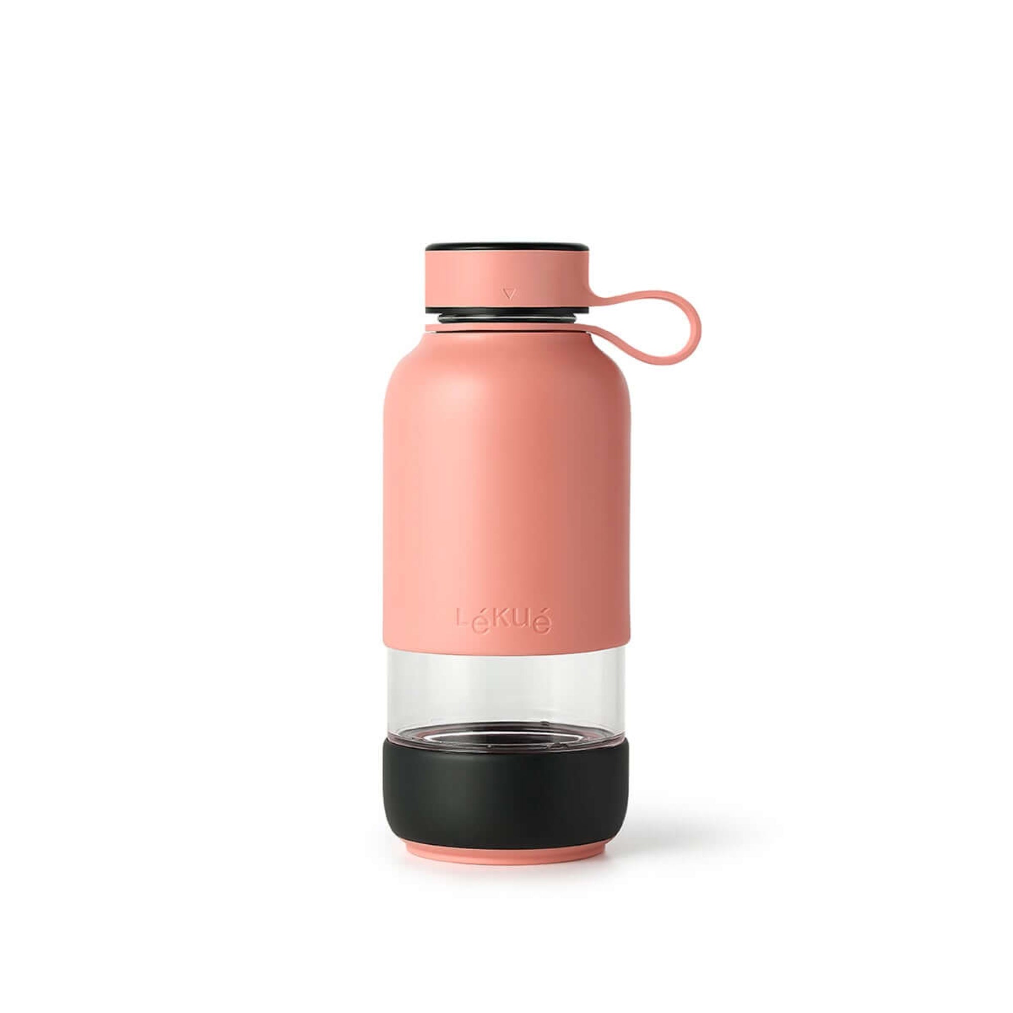 Szklana butelka Lekue To Go 500 ml w różowym kolorze – do pracy, szkoły i na trening.