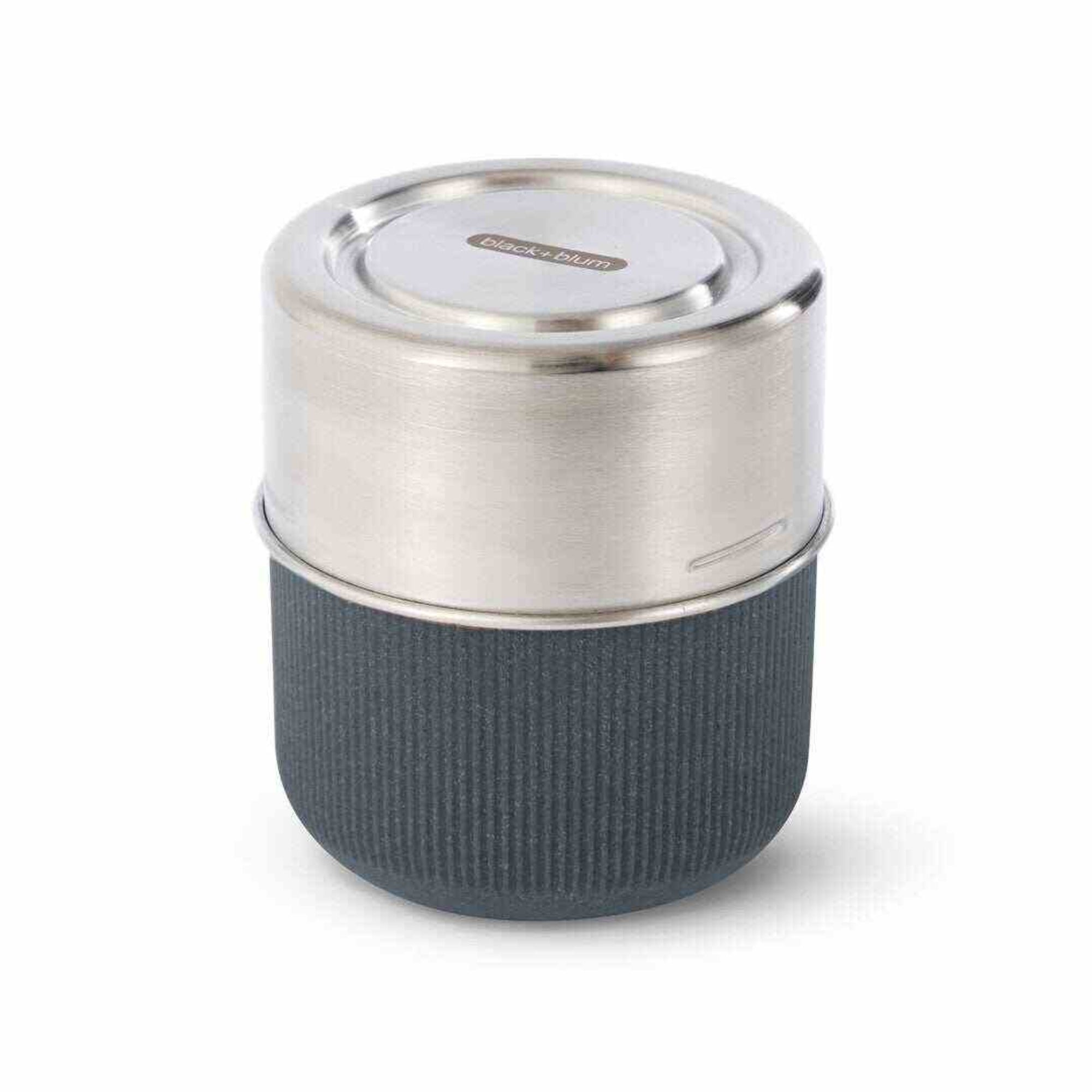 Black+Blum Lunch Bowl S grafitowy – szklany pojemnik z włóknem drewnianym i silikonowym wieczkiem. Szczelny, stylowy i odporny na wysokie temperatury