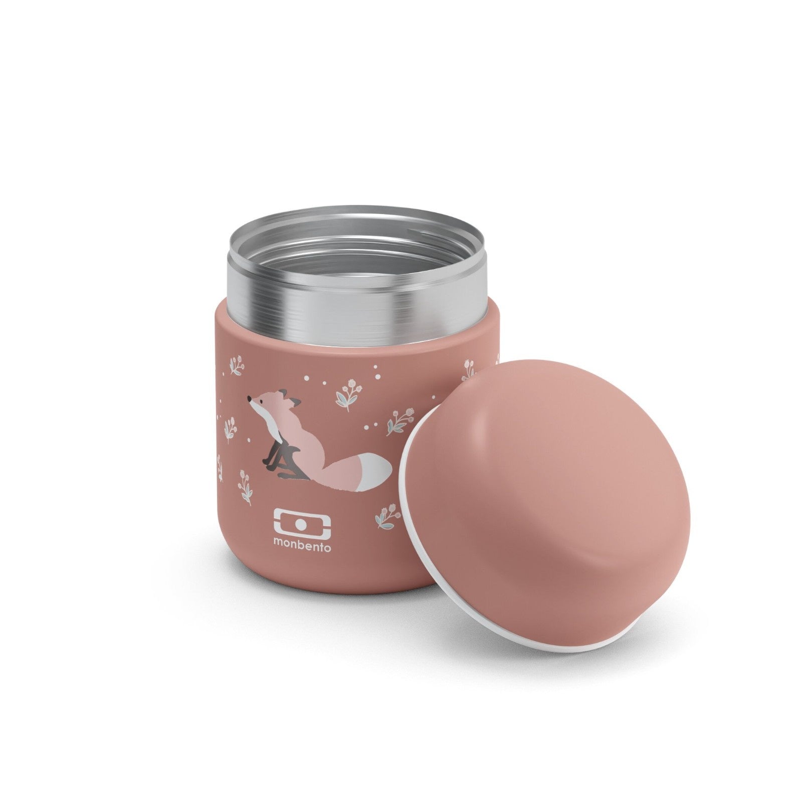 Mały różowy termos na jedzenie z liskiem Monbento Capsule 280 ml