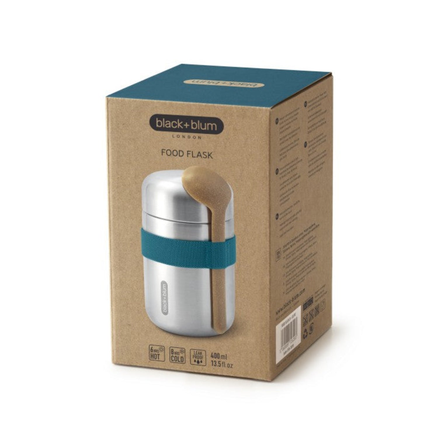 Black+Blum Flask Food 400 ml – morski termos obiadowy ze stali nierdzewnej, szczelny, elegancki i trwały. Ciepło do 6h, zimno do 8h