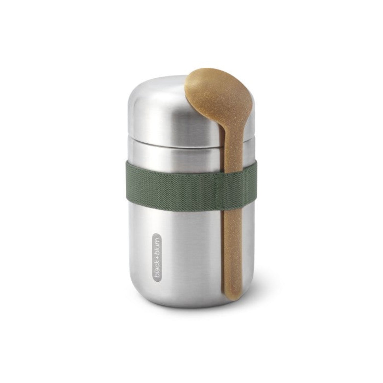 Black+Blum Flask Food 400 ml – oliwkowy termos obiadowy ze stali nierdzewnej, szczelny, elegancki i trwały. Ciepło do 6h, zimno do 8h