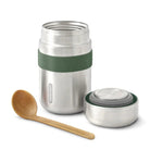 Black+Blum Flask Food 400 ml – oliwkowy termos obiadowy ze stali nierdzewnej, szczelny, elegancki i trwały. Ciepło do 6h, zimno do 8h