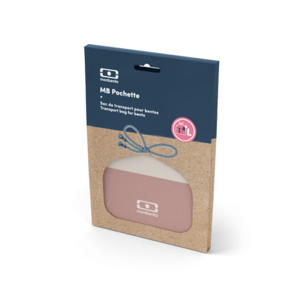 Monbento Pochette L Flamingo– lekka torba na lunchbox, imitacja lnu, zawiązywana, stylowa i ekologiczna. Idealna do pracy i szkoły, kolor: rozowy