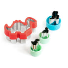 Wykrawacze Lekkabox dinozaury – zestaw 3 rozmiarów, stal nierdzewna, bezpieczne uchwyty, idealne do owoców, warzyw, kanapek i ciasteczek